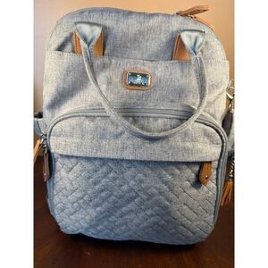 Diaper‎ Bag Backpack Grey Quilted Multi-Pocket Travel Bag with Pacifier Pod
